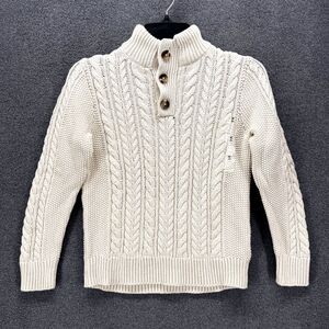GAP Sweater Kids‎ Medium 8 Beige Chunky Knit High fleece Neck long sleeves